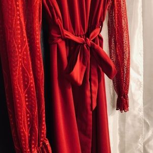 Burgundy Maxi Dress Along With Belt